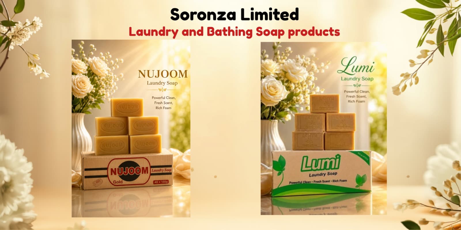 Soronza Limited — Laundry and Bathing Soap products (NUJOOM & Lumi)